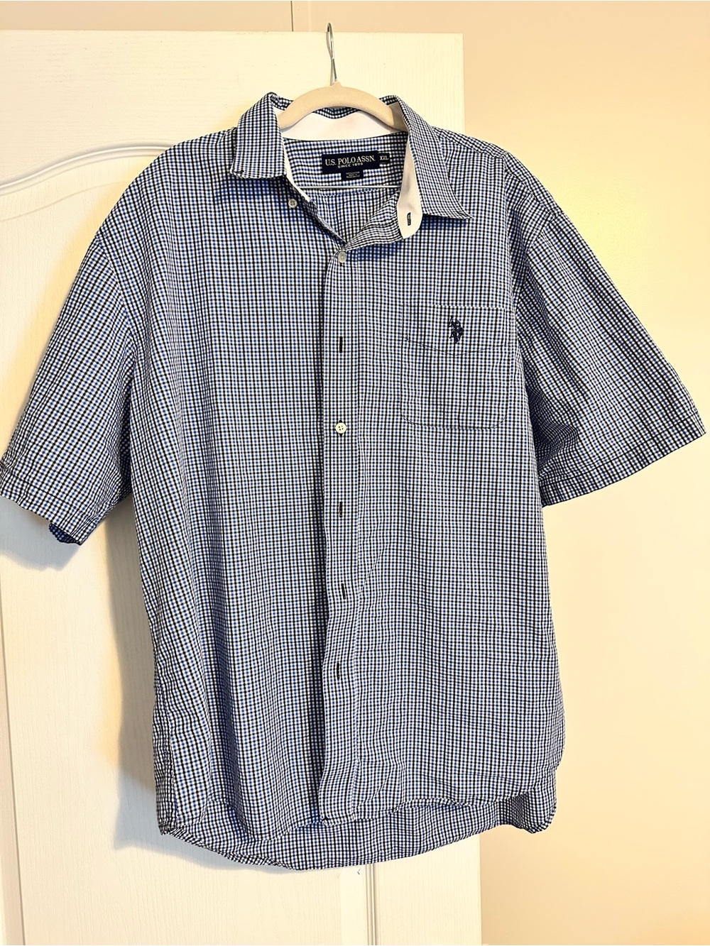 U.S. Polo Assn. Short-Sleeve Blue Gingham Button-Down Shirt